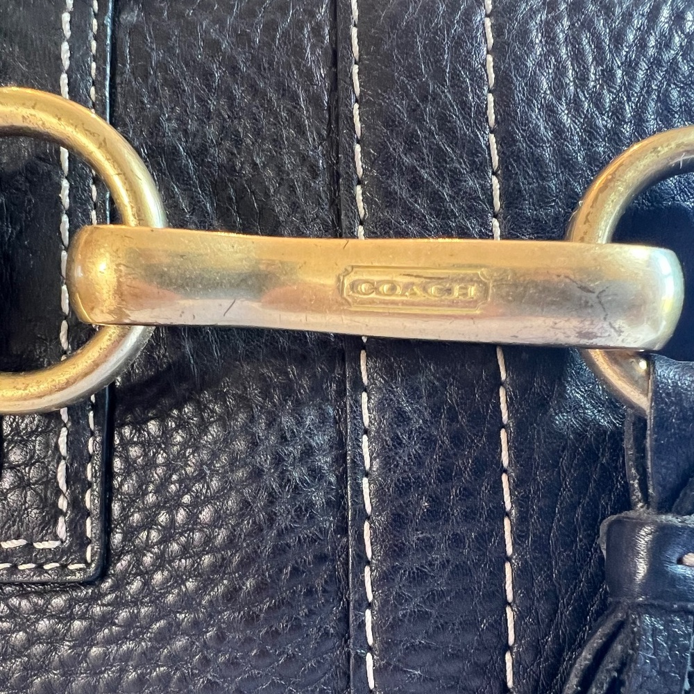 Coach Hamptons Black Pebbled Leather Horsebit Satchel Style 10212 - Picture 2 of 15